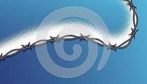 Abstract halftone and barbed wire