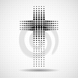 Abstract halftone cross. Christian Symbol