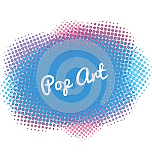 Abstract halftone design element. Blue pop art dot background. Pop-art style spotted illustration. Polka dot vector template.