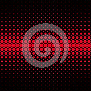 Abstract halftone dot pattern background - vector graphic from red circles on black background