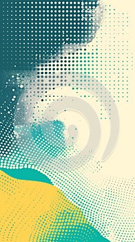 Abstract Halftone Dot Pattern with Yellow and Teal Gradient