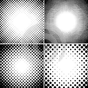 Abstract halftone dotted backgrounds set