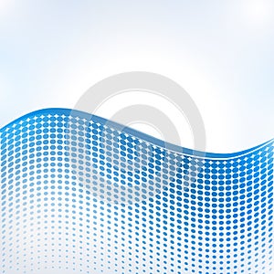Abstract halftone wave in blue