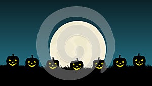Halloween background with pumkin and moon photo