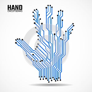 Abstract hand of circuit board, technology concept