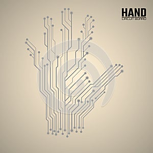 Abstract hand of circuit board, technology concept