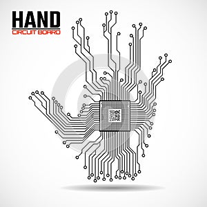 Abstract hand. Cpu. Circuit board