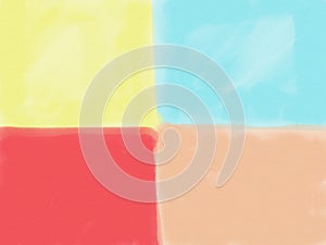 Abstract hand draw square shade of yellow, blue, red, brown background on paper texture, illustration, copy space for text, water