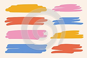 Colorful marker highlights set hand drawn