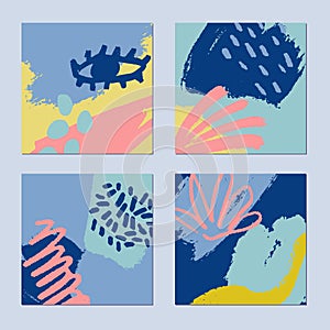 Abstract hand drawn backgrounds set.