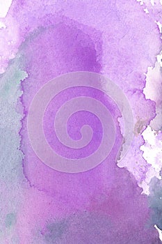 Abstract hand drawn blue and violet watercolor background, raster illustrati