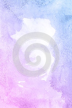 Abstract hand drawn blue and violet watercolor background, raster illustration