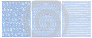 White Waves  on a Various Light Blue Backgrounds. Funny Geometric Repeatable Design.