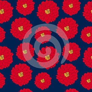 Abstract Hand Drawn Dahlia flower seamless pattern. Vector Illustration