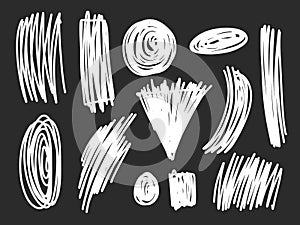 Abstract hand drawn doodle circles, arrows. Business doodles isolated on white background.