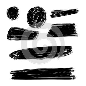 Abstract hand drawn doodle circles, arrows. Business doodles isolated on white background.