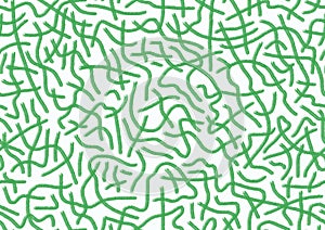 Abstract hand - drawn drawing with green sloppy strokes of lines on a white background