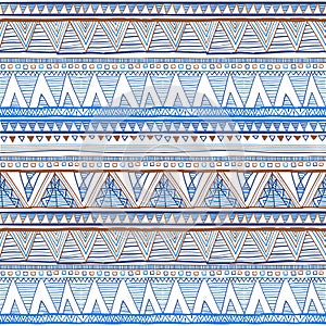 Abstract hand-drawn ethnic pattern, tribal background. Vector pattern. vector Ethnic seamless blue