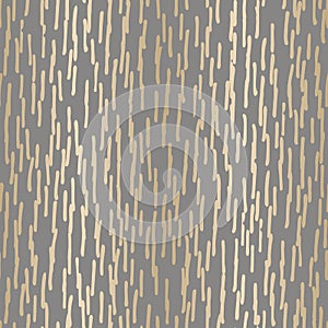 Abstract Hand-Drawn Gold Foil Stripes Grain Texture Vector Seamless Pattern. Organic Lines and Marks