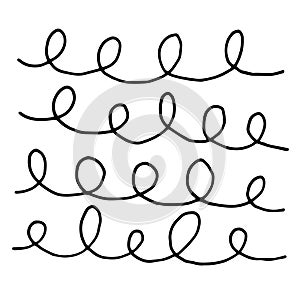 Abstract hand drawn monochrome doodle vector pattern of looping lines