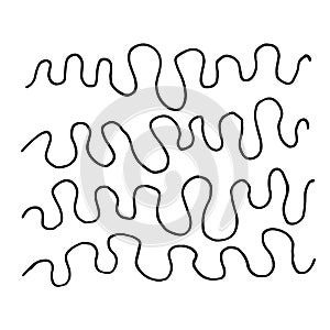 Abstract hand drawn monochrome doodle vector pattern of wavy lines