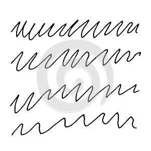 Abstract hand drawn monochrome doodle vector pattern of wavy lines