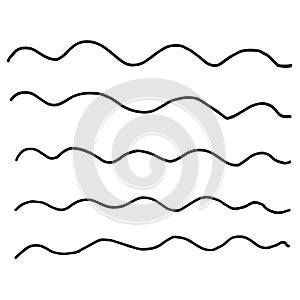 Abstract hand drawn monochrome doodle vector pattern of wavy lines