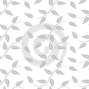 Abstract hand drawn seamless pattern of leaves, branches, curls, flowing lines. Decorative floral vector illustration for greeting