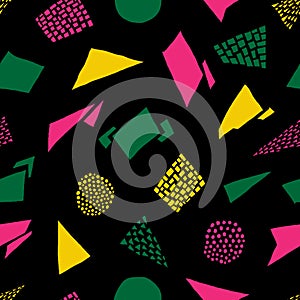 Abstract hand drawn shapes seamless pattern. Retro vector illustration