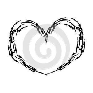 Abstract hand drawn vector heart shape in black color.