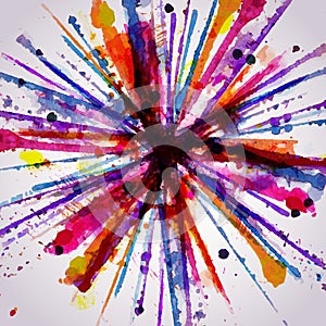 Abstract hand drawn watercolor background firework ,vector illus