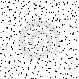 Abstract hand drown polka dots background. White dotted seamless pattern with black circles. Template design for