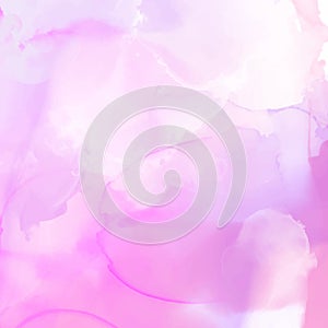 Abstract hand painted pink and purple watercolour background