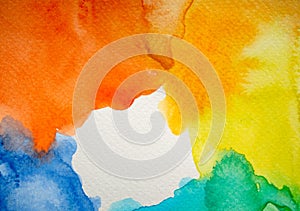 Abstract Hand painted Watercolor Colorful wet on white paper. texture for creative wallpaper or design art work. Background for