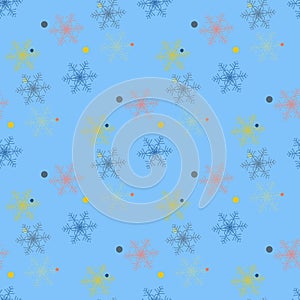 Abstract handmade snowflake seamless pattern background. Childish handcrafted snow wallpaper for design card, baby nappy