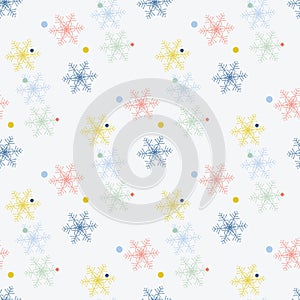 Abstract handmade snowflake seamless pattern background. Childish handcrafted snow wallpaper for design card, baby nappy