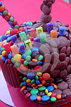 Abstract Happy Birthday Smarty Cake and Chocolate