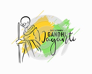 abstract happy gandhi jayanti template in green orange color vector