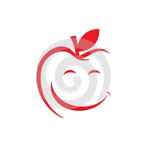 abstract happy healthy fruit smile apple logo design vector illustrations