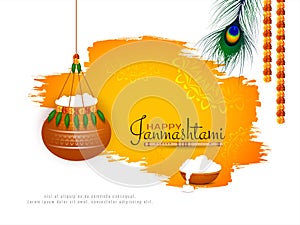 Abstract Happy Janmashtami Indian festival background