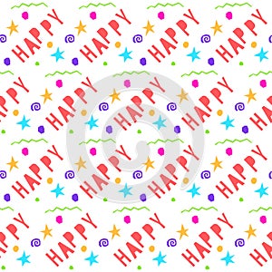 Abstract happy seamless pattern background.