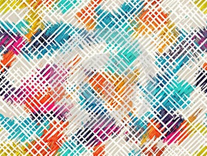 Abstract hatchings crosshatch design woven texture with chaotic dashes, chevron and zig-zag lines, plaid hatchings