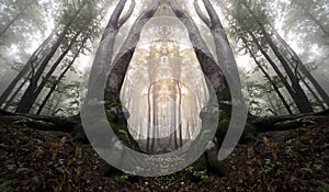 Abstract haunted mirrored forest photo