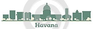 Abstract Havana city skyline silhouette with color buildings. Vector illustration