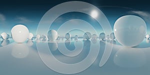Abstract HDRI environment map, spherical panorama background, light source rendering with blue sky 3d equirectangular rendering