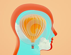 Abstract head on hot air balloon