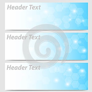 Abstract header banner in blue and white color geometric