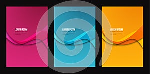 Abstract header blue pink orange wave vector design. photo