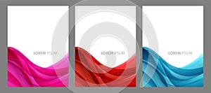Abstract header blue pink red wave vector design.
