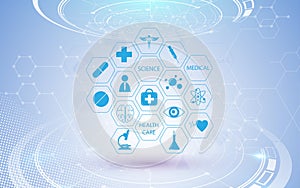 Abstract health care icon innovation concept background